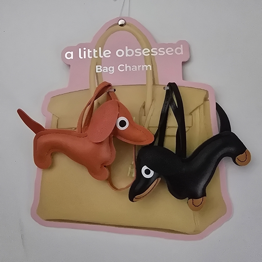 A Little Obsessed Dachshund Sausage Dog Bag Charms Set